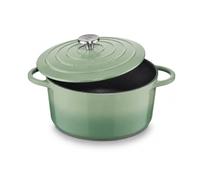 Küchenprofi Cocotte en fonte avec couvercle rond, jade, 24 cm, cocotte, plat à grain, four hollandais, marmite émaillée, pour tous les types de feux (y compris induction), pour mijoter, cuire au four,