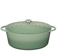 Küchenprofi Cocotte en fonte ovale avec couvercle Jade 35 cm Cocotte à gratin cocotte émaillée pour tous les types de feux (y compris induction) pour braiser, cuire au four, rôtir