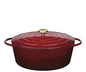 Küchenprofi Cocotte ovale en fonte avec couvercle médoc, 33 cm, cocotte, plat à grain, four hollandais, casserole à pain, émaillée, pour tous les types de plaques (y compris induction), pour braiser,