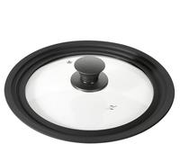 Küchenprofi Couvercle universel Cook, convient pour les casseroles d'un diamètre de 24 à 28 cm, bordure en silicone, résistant à la chaleur jusqu'à 250 °C, verre borosilicate/plastique de qualité