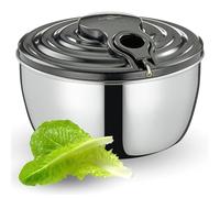 Küchenprofi Essoreuse à salade Wave en acier inoxydable avec cordon de serrage, saladier avec couvercle, plaque de base et panier, démontable pour un nettoyage facile, capacité 3,25 l, Ø 24,5 cm