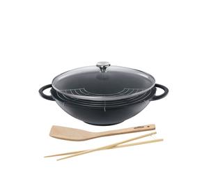 Küchenprofi Wok-Set mit Glasdeckel, 36 cm schwarz 415001037 4007371054034