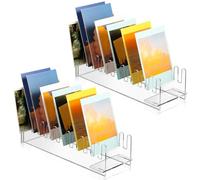 Kueohse 2 Présentoirs de Cartes de Vœux en Acrylique à 12 Niveaux, Support de Présentation de Cartes Portable, Support de Présentation de Cartes Postales Transparent