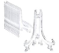 Kueohse 24 PièCes Chevalet en Plastique Plaque PréSentoirs Supports Photo Chevalet Lors des Mariages, DéCoration de (Transparent, 4 Pouces)