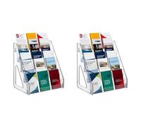 Kueohse 2X Présentoir de Table à 5 Niveaux pour Brochures, Dépliants et Prospectus, en Acrylique Transparent, pour Documents au Format 1/3 A4