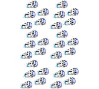 Kueohse 30 Pièces Séries 12Mm Interrupteur à Bouton Poussoir à Verrouillage Haut Capuchon Rond, Interrupteur à Bouton Poussoir en Métal Étanche avec Lumière Bleue 12 V / 24 V