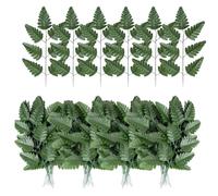 Kueohse Greerie de Feuilles de Feuilles de Soie Artificielle Plant de Verterie de Fougère Artificielle Tige pour Le Cimetière Grave Headstone Wedding 100pcs