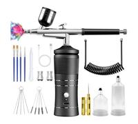 Kueohse Kit Aérographe avec Compresseur, Kit Aérographe 48 PSI avec Buse 0,3/0,5 mm et Ensemble de Brosses de Nettoyage A