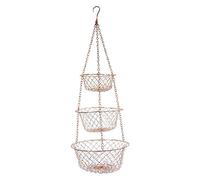 Kueohse Panier de Fruits à 3 Niveaux, ChaîNe de Panier de Rangement de Cuisine de LéGumes Suspendus Fruits Peu Encombrants, Panier de Rangement de Plantes (Cuivre)