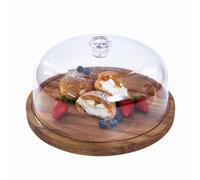 Kueohse Présentoir à gâteau avec couvercle, présentoir à gâteau rond pour 12 gâteaux, ensemble de présentation 2 en 1 et planche à saucisses pour fromage