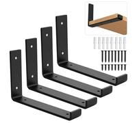 Kufeiper 4 Pièces Equerre Etagere Murale,Supports d' Étagère Flottants Mural 25 x 4 x0.4 cm,Equerre Murale Robustes Supports d'étagère Industriels Noirs avec vis Assorties