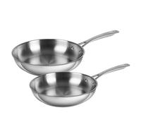 Kuhn Rikon Set de 2 Poêles Allround Inox 18/10 Sans Revêtement - Ø 24 et 28 cm, Compatibles Induction, Gaz, Vitrocéramique, Four jusqu'à 240 °C