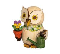 Kuhnert Figurine décorative en bois en forme de mini chouette jardinier env. 7 cm Fabriqué en Allemagne