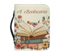Kuiaobaty Housse de livre imprimée fleurs pour femme, avec poignée, organiseur de livre avec poches à stylos, cadeau de rat de bibliothèque pour femmes et filles, taille XXL
