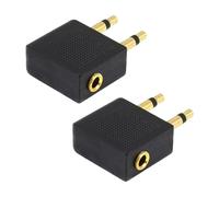 KUIDAMOS Adaptateur d'avion pour Une Expérience de Voyage Confortable, Excellente qualité Sonore, Connexion Mâle à Femelle de 3,5 Mm, Paquet de 4 (2 pièces)