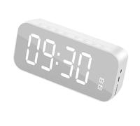 KUIDAMOS Réveil avec Haut-Parleur Bluetooth, Horloge Numérique Portable de Grand Volume pour Les Voyages et Les Activités de Plein Air, Design Compact (Blanche)