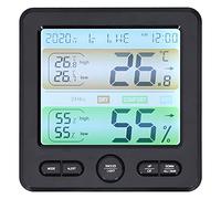KUIDAMOS Réveil électronique LCD avec Affichage Haute Définition pour Usage Domestique en Intérieur, Moniteur de Température et d'humidité, Matériau ABS élégant (Noir)