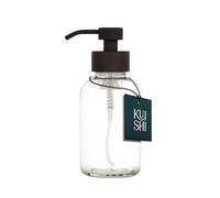 Kuishi Distributeur de Savon Liquide moussant en Verre Transparent avec Pompe en Acier Inoxydable Noir, Bouteille de Savon recyclé, sans BPA de 500 ML