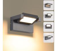 KUKAK 12W Applique Murale,Angle de Lumière Réglable,3000K,Gris Foncé | LED Éclairage Mural Moderne Éclairage Mural,Luminaire Murale Imperméable IP65 Blanc chaud,Lampe pour Terrasse Entrée Jardin