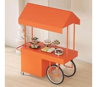 KUKIXKK Stand de Marché avec Auvent Chariot de Vendeur Mobile avec Verrouillables Comptoir Commercial pour Événements Boutiques et Restauration(Orange,120cm/47.24in)