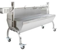 KuKoo 30 W, chariot-grill avec tournebroche, grill à rôtir à la broche, grill de boucher, grill à charbon de bois, grill à cochon de lait, Spit Roast, Hog Roast, rôtissoire, hauteur réglable, 90 kg