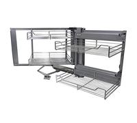 KuKoo - 4 Paniers Coulissants d’Angle, Côté Droit, en Métal pour Placard ou Cabinet de Cuisine Entre 90 - 100cm