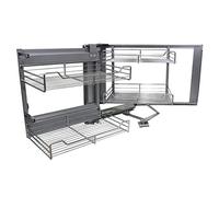 KuKoo - 4 Paniers Coulissants d’Angle, Côté Gauche, en Métal pour Placard ou Cabinet de Cuisine Entre 90 - 100cm