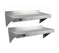 KuKoo Commercial Lot de 2 étagères murales en Acier Inoxydable pour Cuisine et Restauration avec Chiffons en Microfibre 1000 x 300 mm