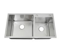KuKoo Évier de Cuisine en Inox Cuve Double Carré de Finition Satiné Commercial
