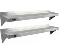 KuKoo Gastronomie : étagère murale en acier inoxydable pour cuisine, avec 2 chiffons en microfibre offerts (1400 mm x 300 mm)