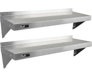 KuKoo Gastronomie : étagère murale en acier inoxydable pour cuisine, avec 2 chiffons en microfibre offerts (1 250 mm de largeur x 300 mm de profondeur)