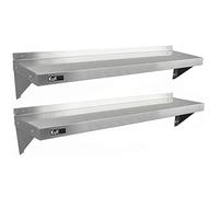 KuKoo Lot de 2 étagères murales de Cuisine en Acier Inoxydable résistant à la Corrosion et Chiffon en Microfibre Inclus 1400 x 300 mm