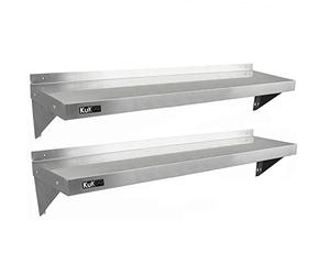 KuKoo Lot de 2 étagères murales de Cuisine en Acier Inoxydable résistant à la Corrosion et Chiffon en Microfibre Inclus 1400 x 300 mm
