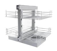 KuKoo Paniers de cuisine d'angle coulissants - Solution de rangement droite - Meuble coulissant de 80 à 90 cm - 4 tiroirs de rangement en métal