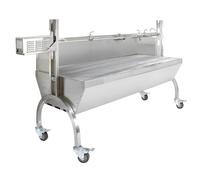 KuKoo Rôtissoire à Charbon en Acier Inoxydable Capacité de 90 kg de Viandes Barbecue à Broches Grill Restauration Cuisine Évènements CHRD HORECA