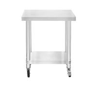 KuKoo Table de Travail Préparation Professionelle Cuisine en INOX - 60cm x 30cm x 80cm - Plan de préparation Culinaire Chariot de Cuisine - 4 Roues Amovibles - Restaurant, Bar, HORECA CDH
