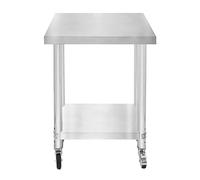 KuKoo Table de Travail Préparation Professionelle Cuisine en INOX - 60cm x 45cm x 86cm - Plan de préparation Culinaire Chariot de Cuisine - 4 Roues Amovibles - Restaurant, Bar, HORECA CDH