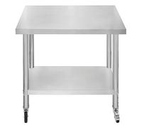 KuKoo Table de Travail Préparation Professionelle Cuisine en INOX - 60cm x 90 cm x 86cm - Plan de préparation Culinaire Chariot de Cuisine - 4 Roues Amovibles - Restaurant, Bar, HORECA CDH