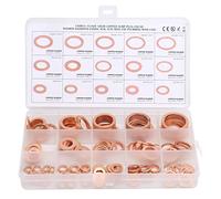 Kukyller Assortiment de 150 rondelles plates en cuivre, kit d'assortiment de rondelles d'étanchéité métriques en cuivre de qualité supérieure, joint torique, bague d'étanchéité