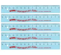 KUM - Règle de 15 cm pour gauchers, bleue, lot de 5 | Matériel scolaire flexible pour mesurer, dessiner et travailler avec précision
