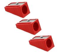 KUM - Taille-crayon 100-70 pour crayons jusqu'à 17 mm, rouge, lot de 3 | Taille-crayons pour crayons épais, idéal pour l'école et les loisirs créatifs