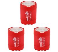 KUM - Taille-crayon avec réservoir 4-en-1, rouge, lot de 3 | Taille-crayons à réservoir avec fermeture click-clack en plastique pour crayons à mine et crayons de couleur