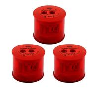 KUM - Taille-crayon avec réservoir Color Combi 218T, rouge, lot de 3 | Taille-crayon à réservoir pour crayons ronds et pointus, idéal pour l'école, le bureau et la maison