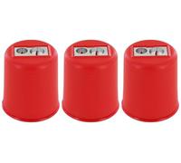 KUM - Taille-crayon avec réservoir Pod M2, rouge, lot de 3 | Taille-crayons à double réservoir pour crayons à mine et crayons de couleur, idéal pour l'école, le bureau et la maison