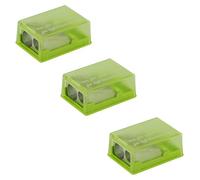 KUM - Taille-crayon double Lefty, vert, lot de 3 | Taille-crayons avec récipient pour gauchers, idéal pour les crayons à papier et les crayons de couleur
