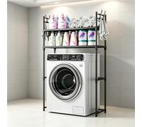 kumamart Étagère Lave-Linge 2 Niveaux avec Crochets, Meuble Rangement Métal