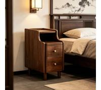 kumamart Petite Table d'appoint en Bois de qualité supérieure avec étagères | Paire de tiroirs, œillet à l'arrière, kit coulissant silencieux(Walnut color,30*40*50cm)