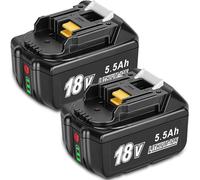 KUNLUN 2 pièces 5,5 Ah Batterie de Remplacement pour Makita, Batteries pour Makita 18V BL1850B BL1860B BL1860 BL1830B BL1830 BL1840B BL1840 BL1835 BL1845 LXT-400 194204-5 194205-3, avec Indicateur LED