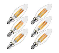 KUNOQXHA Paquet de 6 Ampoules à Del C35 Ampoules candélabres, 6W Lustre Ampoule 60W Équivalent E12 E14 E26 E27 Base Vintage Edison Ampoule Verre Clair 600 Lumens, E12-Warm White 2700K