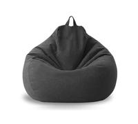 KUNYOS Canapé Pouf rempli de 70cm avec Remplissage, Grand Pouf Paresseux en Coton et Lin, Chaise de Chambre à Coucher, Puf, canapé de détente(Carbon grey-70cm)